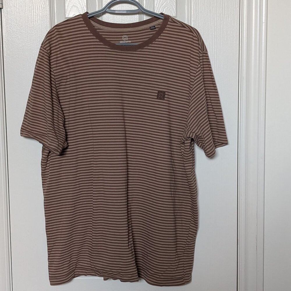 (2 For 15 Send Offer) Organic Cotton T-Shirt - Horizontal Stripes (brown)